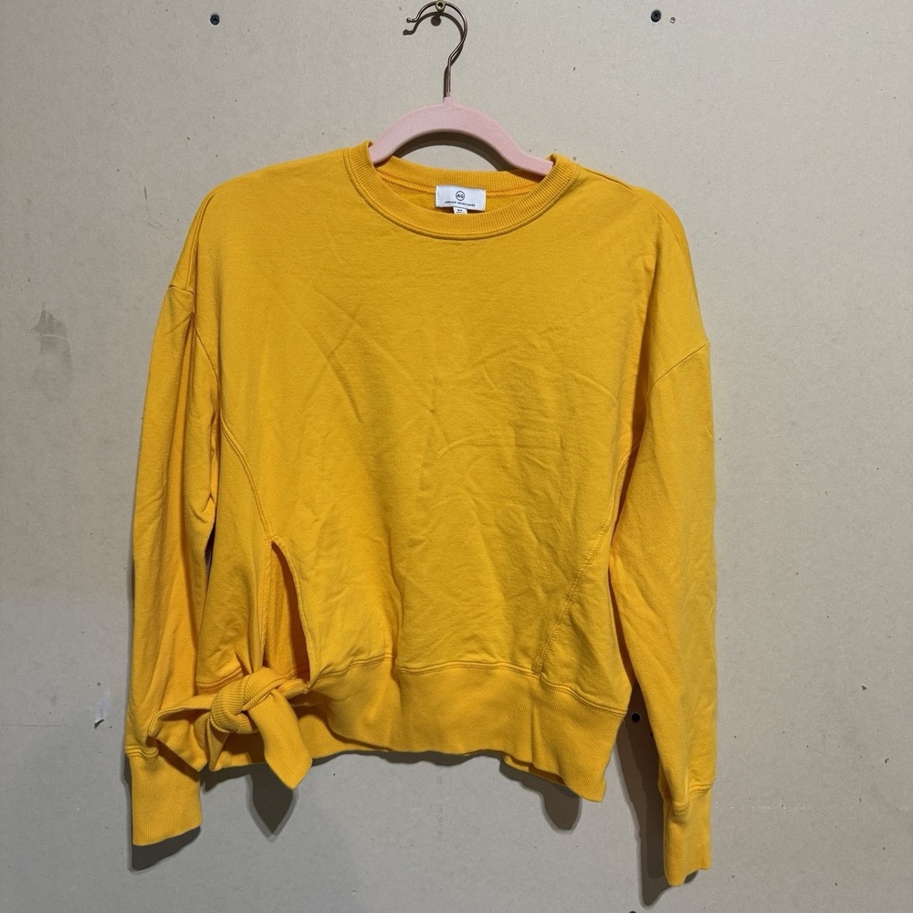 AG Adriano Goldschmied Yellow Side Tie Crewneck Sweatshirt Size XS